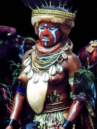 Woman celebrating at a sing-sing in PNG