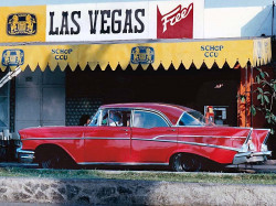 2 1957 Chevy in front of the Las Vegas Bar in Chile 800