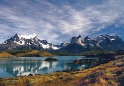 19 Torres del Paine reflecting in Pehoe Lake 800