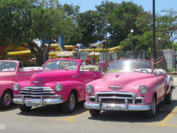 pink chevy taxis in havana 800