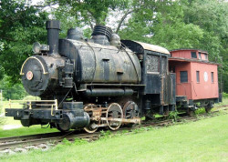 steam locomotive and caboose side tracked in new york state 800