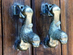 43 twin lion knockers on a door in antigua  guatemala 800