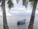 14 small motorboat anchored offshore in puerto viejo  costa rica 800