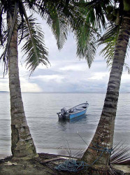 14 small motorboat anchored offshore in puerto viejo  costa rica 800