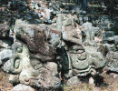 41 two stone mayan heads at the ruins site in copan