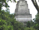 16 mayan pyramid towering above the tree line of tikal